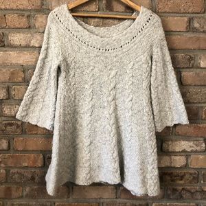 Free People Cable-knit Bell Sleeve Sweater